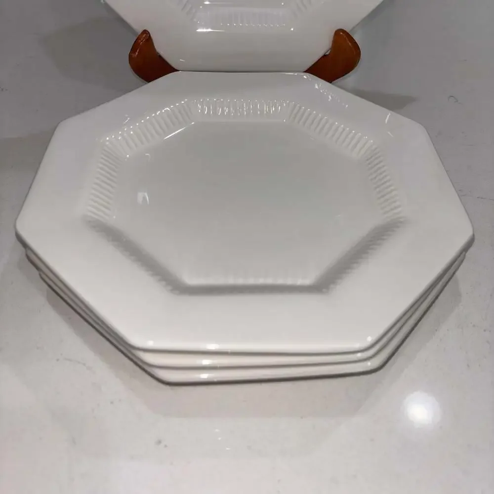 Set of 4 Vintage Nikko Classic White Octagonal Salad Plates